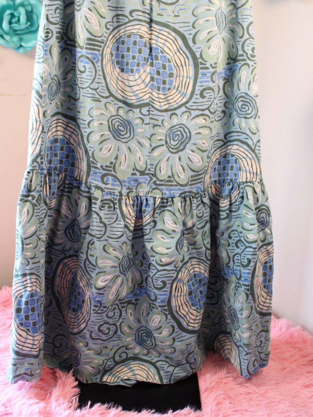 RHODE Teal and Green Strapless Ruffle Midi Dress Size 12 - Picture 9 of 16